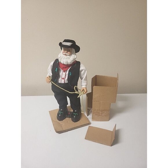 Vintage Holiday Time Dancing Animated Cowboy Santa Wish You Merry Christ… - Picture 2 of 16